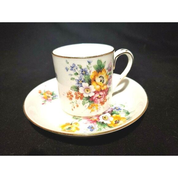 Flowers 5512 Floral Fine Bone China Staffordshire England TeaCup Set Gold Trim - Picture 1 of 6